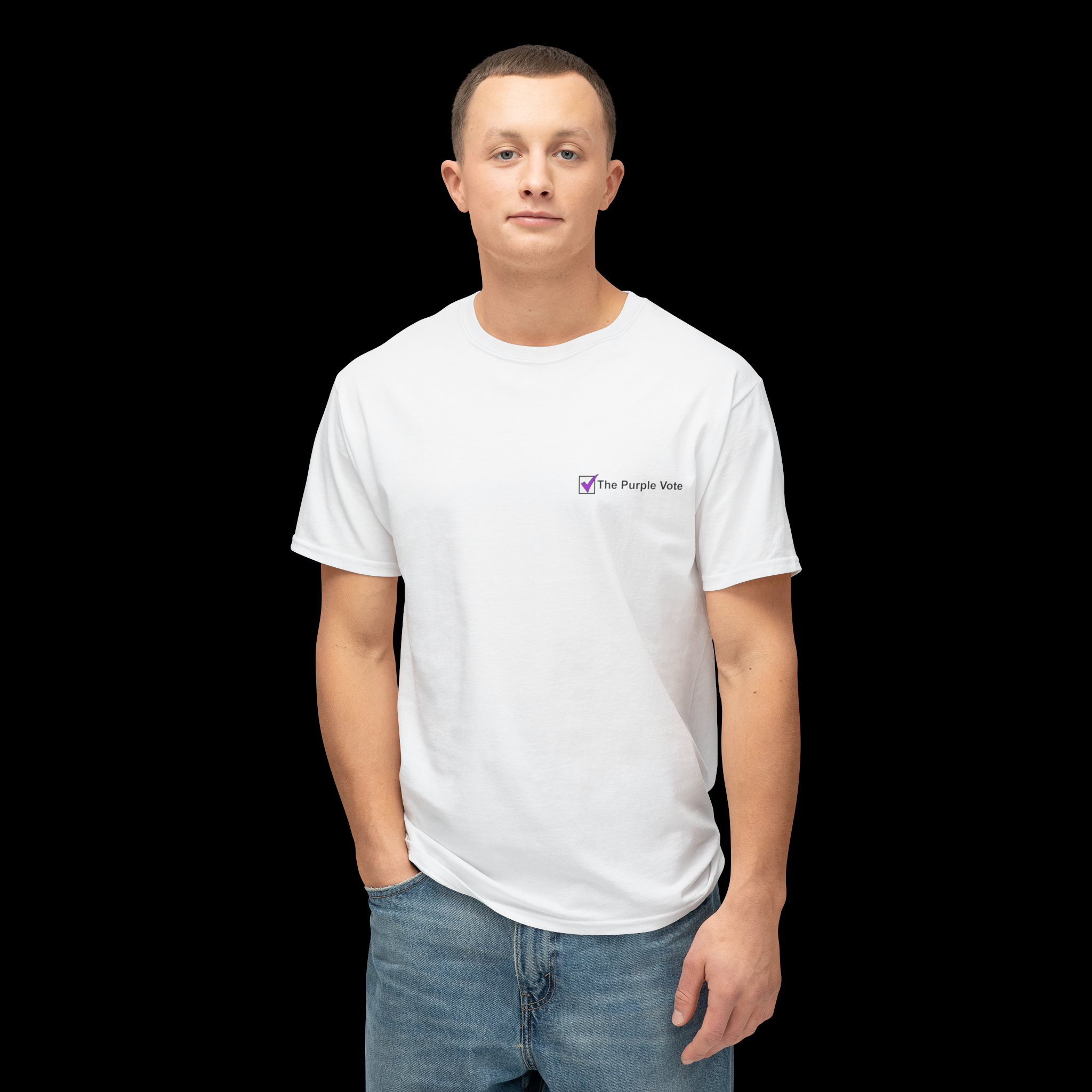 PurpleVote.com - Mockup Tee Shirt Person 1